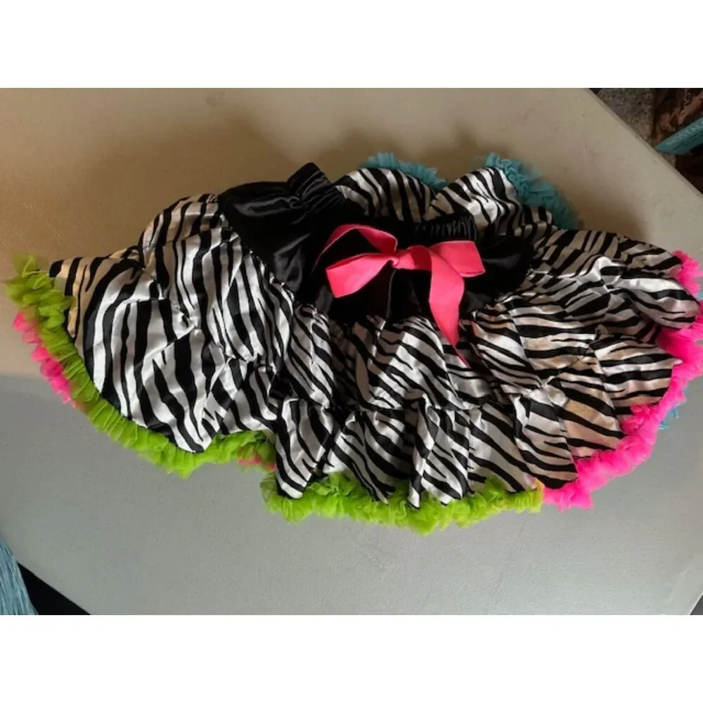 Neon and Zebra Petti Outfit   NRZ100   Size 100 4T-5T  NWT Boutique
